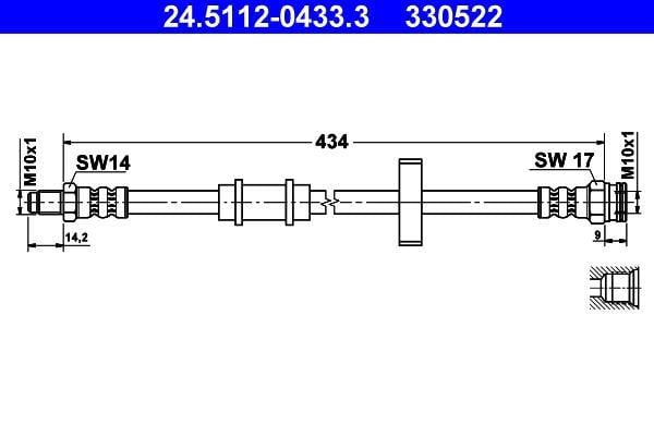 Flexible de frein (Durite de frein) ATE ref. 24.5112-0433.3
