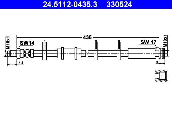 Flexible de frein (Durite de frein) ATE 24.5112-0435.3