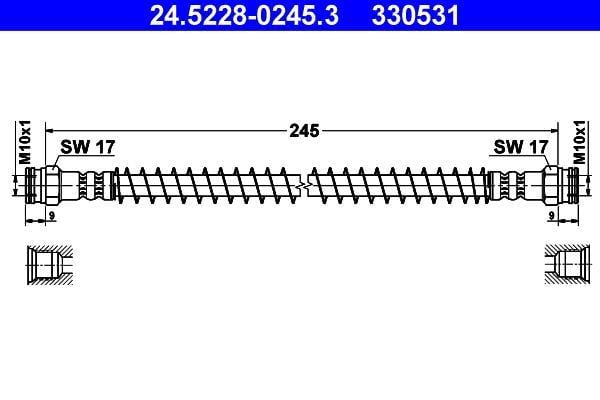 Flexible de frein (Durite de frein) ATE ref. 24.5228-0245.3