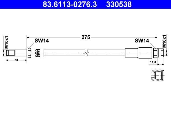 Flexible de frein (Durite de frein) ATE ref. 83.6113-0276.3