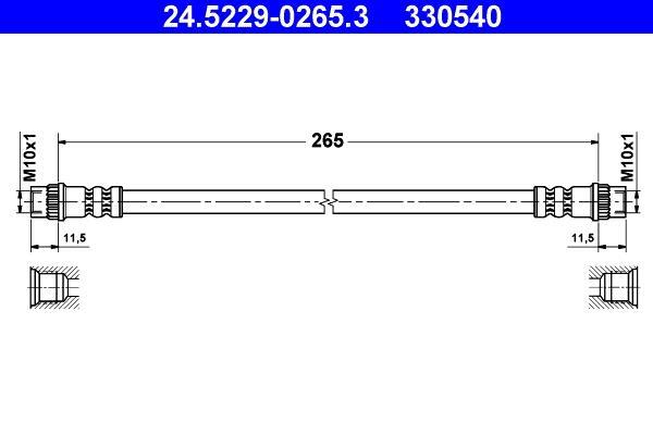 Flexible de frein (Durite de frein) ATE ref. 24.5229-0265.3