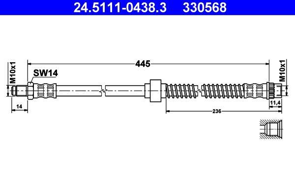Flexible de frein (Durite de frein) ATE ref. 24.5111-0438.3