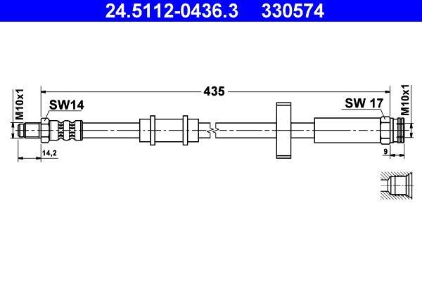 Flexible de frein (Durite de frein) ATE ref. 24.5112-0436.3