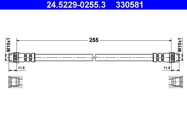 Flexible de frein (Durite de frein) ATE ref. 24.5229-0255.3