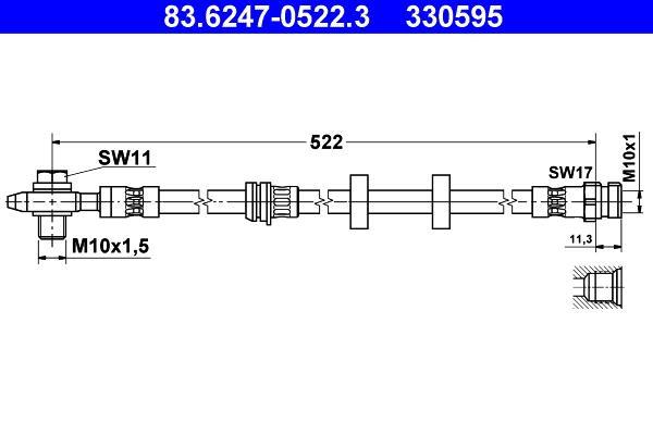 Flexible de frein (Durite de frein) ATE ref. 83.6247-0522.3