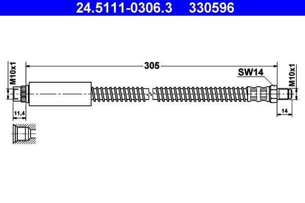 Flexible de frein (Durite de frein) ATE ref. 24.5111-0306.3