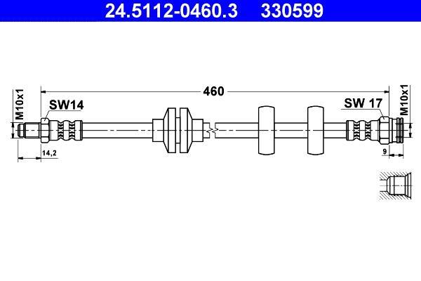 Flexible de frein (Durite de frein) ATE 24.5112-0460.3