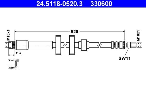 Flexible de frein (Durite de frein) ATE 24.5118-0520.3