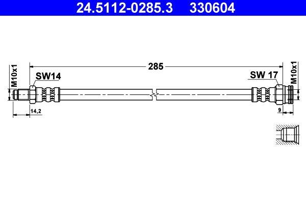 Flexible de frein (Durite de frein) ATE ref. 24.5112-0285.3