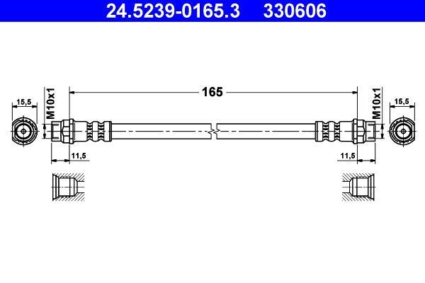 Flexible de frein (Durite de frein) ATE ref. 24.5239-0165.3