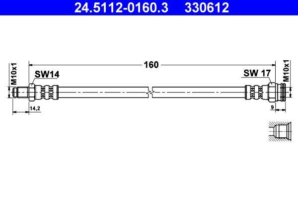 Flexible de frein (Durite de frein) ATE ref. 24.5112-0160.3