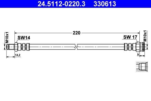 Flexible de frein (Durite de frein) ATE ref. 24.5112-0220.3