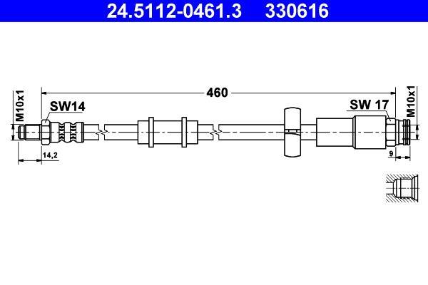 Flexible de frein (Durite de frein) ATE 24.5112-0461.3