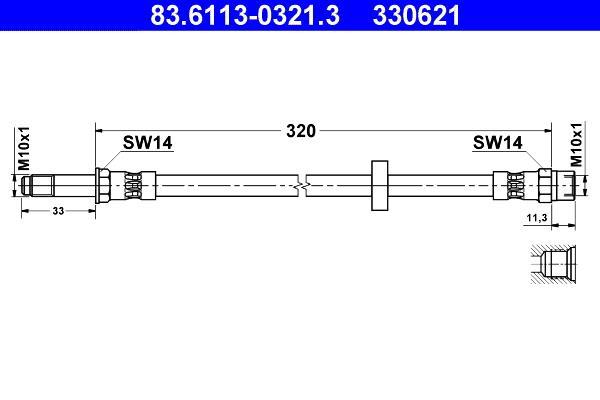 Flexible de frein (Durite de frein) ATE ref. 83.6113-0321.3