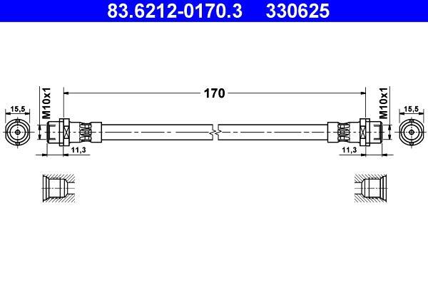 Flexible de frein (Durite de frein) ATE ref. 83.6212-0170.3