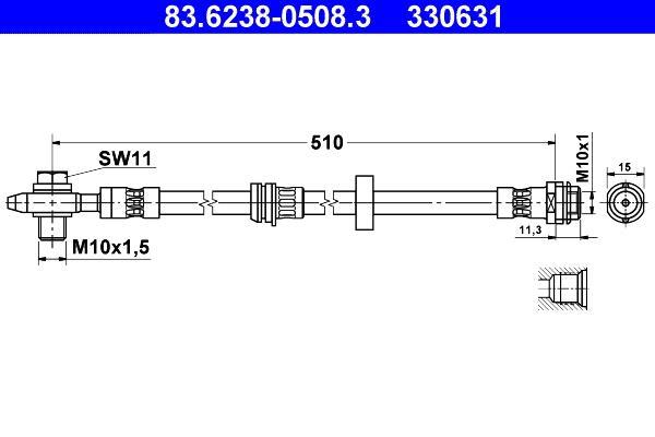 Flexible de frein (Durite de frein) ATE ref. 83.6238-0508.3