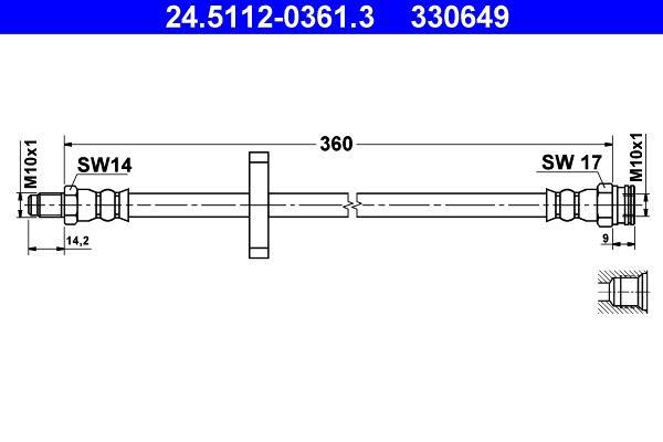 Flexible de frein (Durite de frein) ATE 24.5112-0361.3