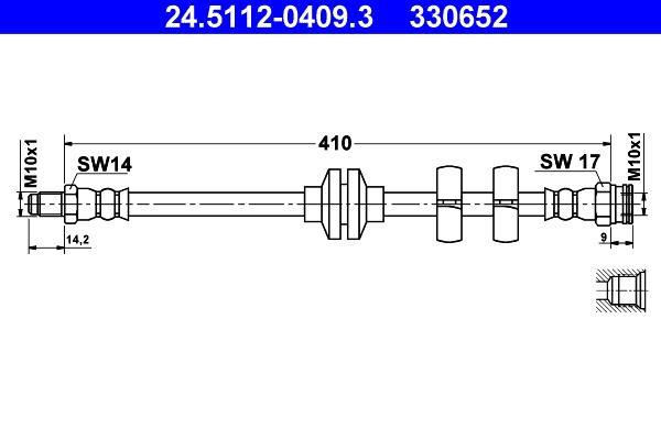 Flexible de frein (Durite de frein) ATE ref. 24.5112-0409.3