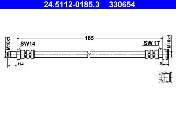 Flexible de frein (Durite de frein) ATE ref. 24.5112-0185.3