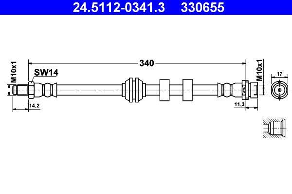Flexible de frein (Durite de frein) ATE 24.5112-0341.3