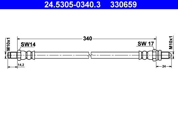 Flexible de frein (Durite de frein) ATE ref. 24.5305-0340.3