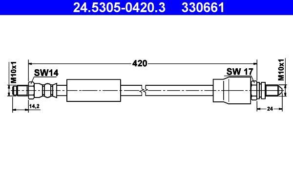 Flexible de frein (Durite de frein) ATE ref. 24.5305-0420.3