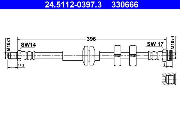 Flexible de frein (Durite de frein) ATE ref. 24.5112-0397.3
