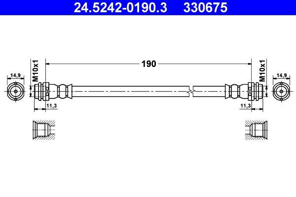 Flexible de frein (Durite de frein) ATE ref. 24.5242-0190.3