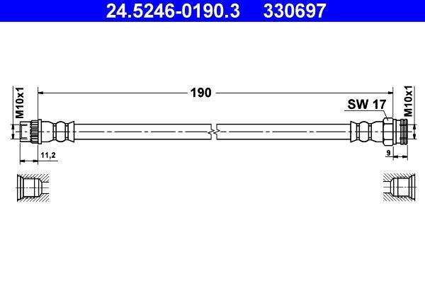 Flexible de frein (Durite de frein) ATE ref. 24.5246-0190.3