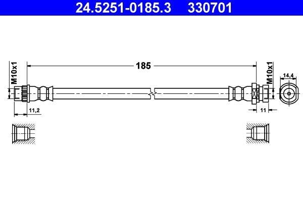 Flexible de frein (Durite de frein) ATE ref. 24.5251-0185.3