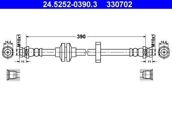 Flexible de frein (Durite de frein) ATE ref. 24.5252-0390.3