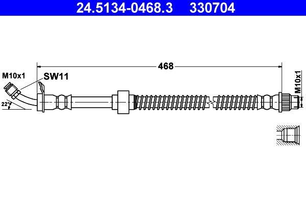 Flexible de frein (Durite de frein) ATE ref. 24.5134-0468.3