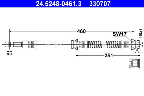 Flexible de frein (Durite de frein) ATE ref. 24.5248-0461.3