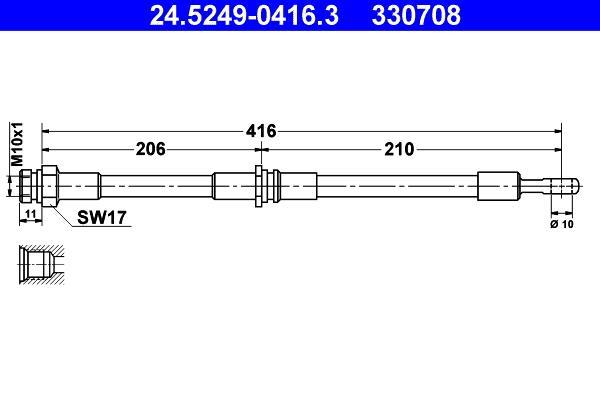 Flexible de frein (Durite de frein) ATE ref. 24.5249-0416.3