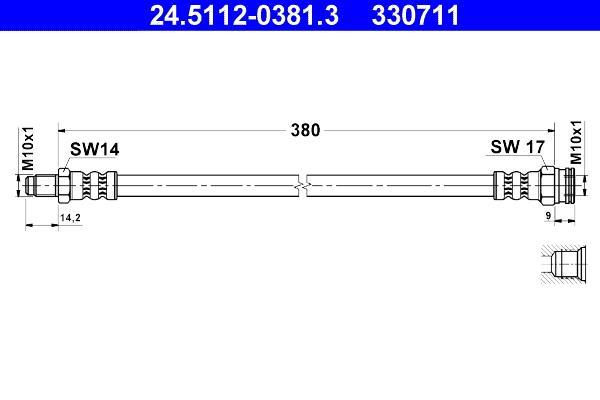 Flexible de frein (Durite de frein) ATE ref. 24.5112-0381.3