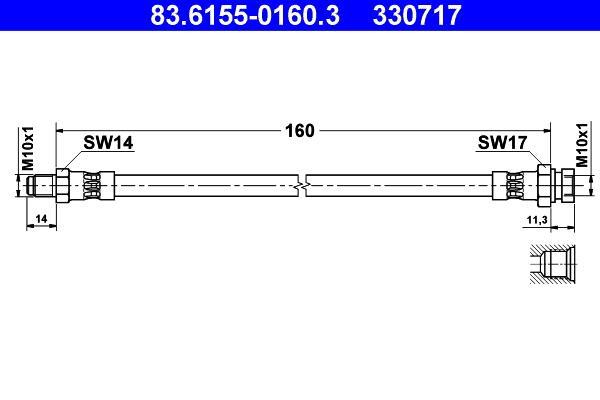 Flexible de frein (Durite de frein) ATE 83.6155-0160.3