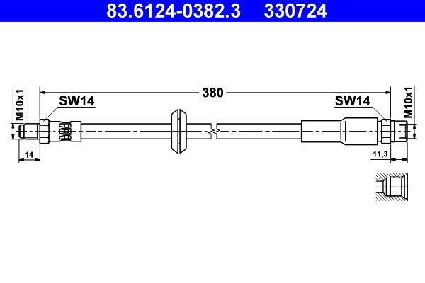 Flexible de frein (Durite de frein) ATE 83.6124-0382.3