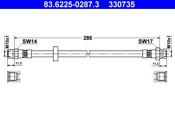 Flexible de frein (Durite de frein) ATE ref. 83.6225-0287.3
