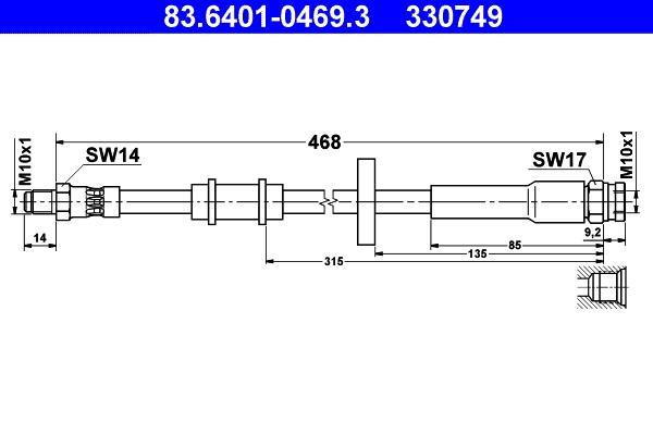 Flexible de frein (Durite de frein) ATE 83.6401-0469.3