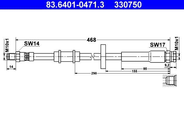 Flexible de frein (Durite de frein) ATE 83.6401-0471.3