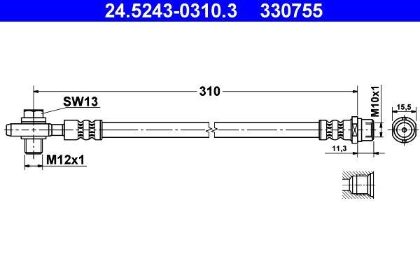 Flexible de frein (Durite de frein) ATE ref. 24.5243-0310.3