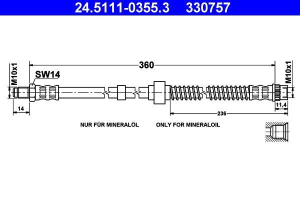 Flexible de frein (Durite de frein) ATE ref. 24.5111-0355.3
