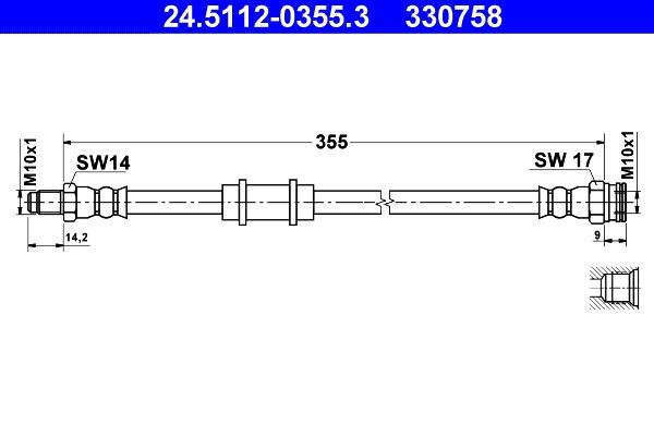 Flexible de frein (Durite de frein) ATE ref. 24.5112-0355.3