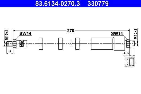 Flexible de frein (Durite de frein) ATE ref. 83.6134-0270.3