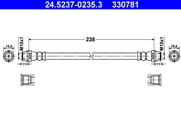 Flexible de frein (Durite de frein) ATE ref. 24.5237-0235.3