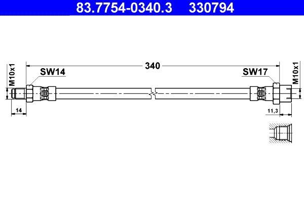 Flexible de frein (Durite de frein) ATE 83.7754-0340.3