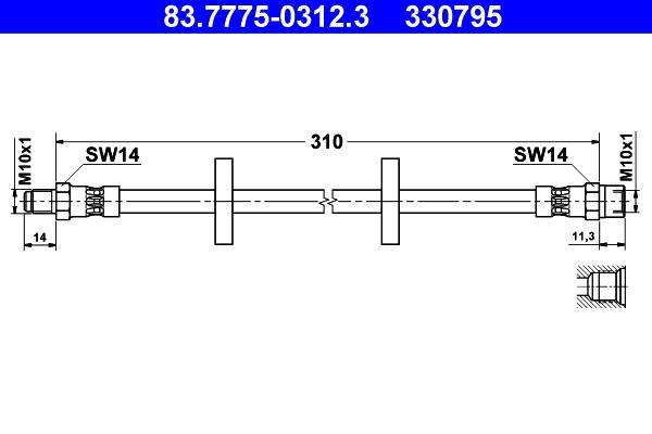 Flexible de frein (Durite de frein) ATE 83.7775-0312.3