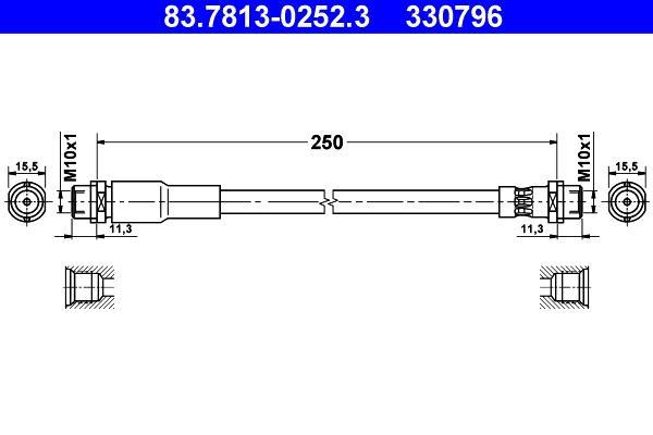 Flexible de frein (Durite de frein) ATE ref. 83.7813-0252.3