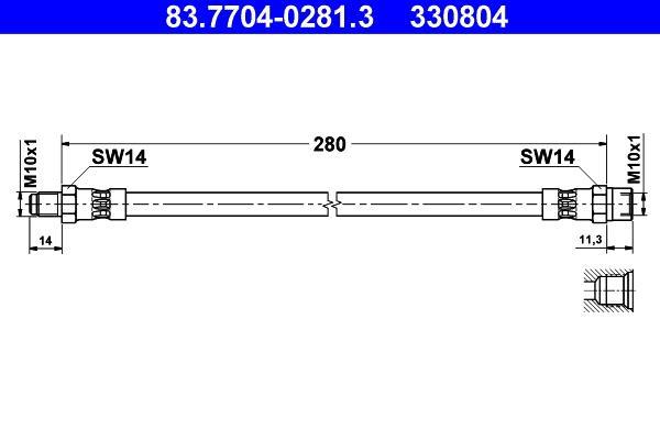 Flexible de frein (Durite de frein) ATE ref. 83.7704-0281.3