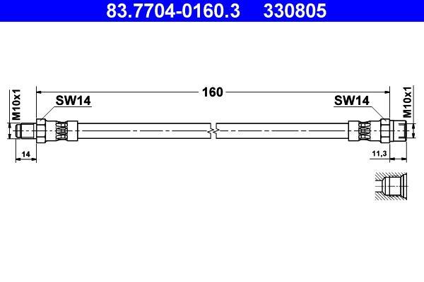 Flexible de frein (Durite de frein) ATE 83.7704-0160.3